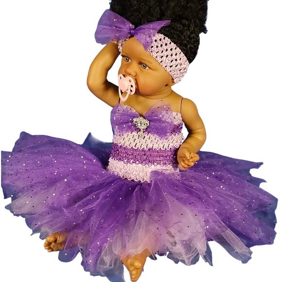 BLACK FRIDAY SALE Baby TuTu Dress & Headband Set Purple & Lav Sz NB - 6 Mos NWT - Picture 5 of 10